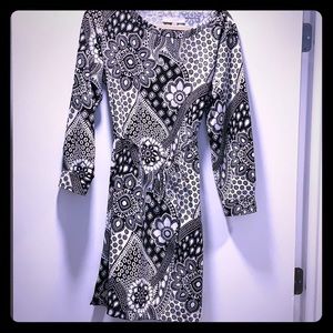 Loft Black & White patterned Dress